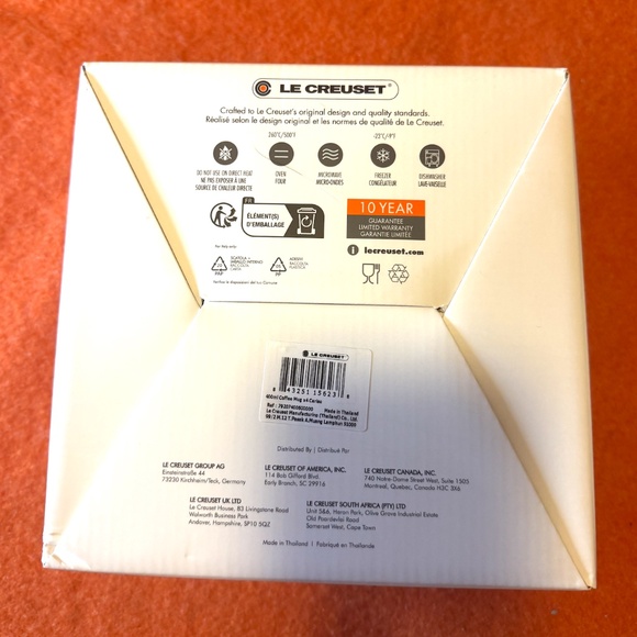 Le Creuset set of 4 classic stoneware mugs in Cerise (orange) NWT - Picture 8 of 9